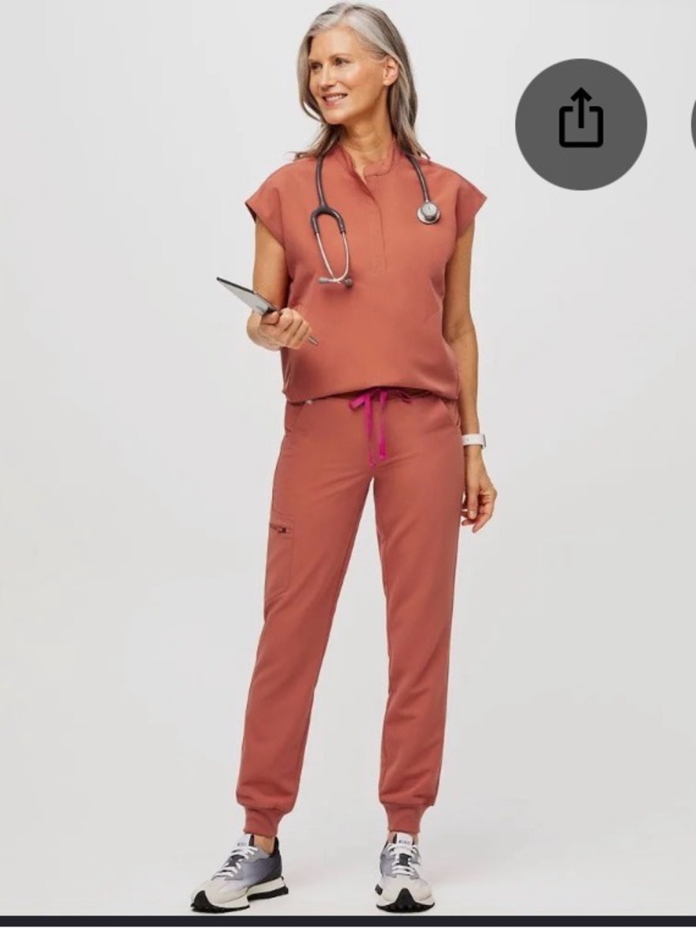 FIGS Zamora Scrub Jogger Set in Terracotta Orange XXS
